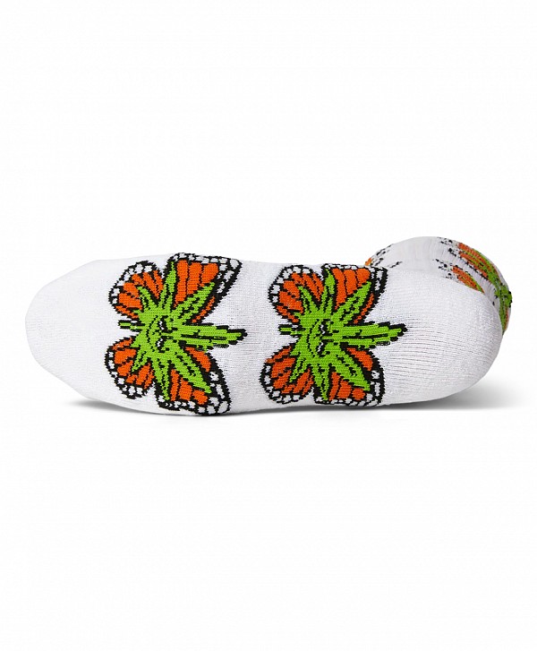 HUF GREEN BUDDERFLY SOCKS WHITE