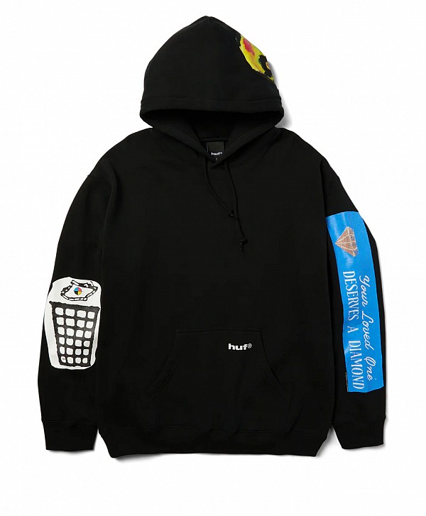 HUF GIMME THE LOOT HOOD BLACK