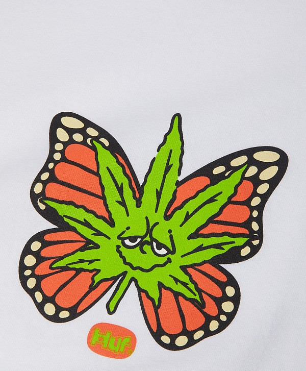 HUF GREEN BUDDERFLY TEE WHITE