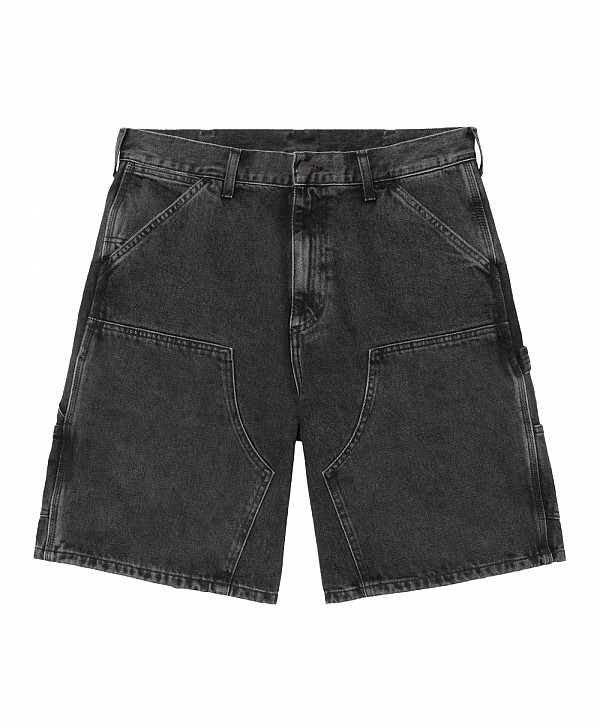 CARHARTT WIP DOUBLE KNEE SHORT BLACK STONE WASHED
