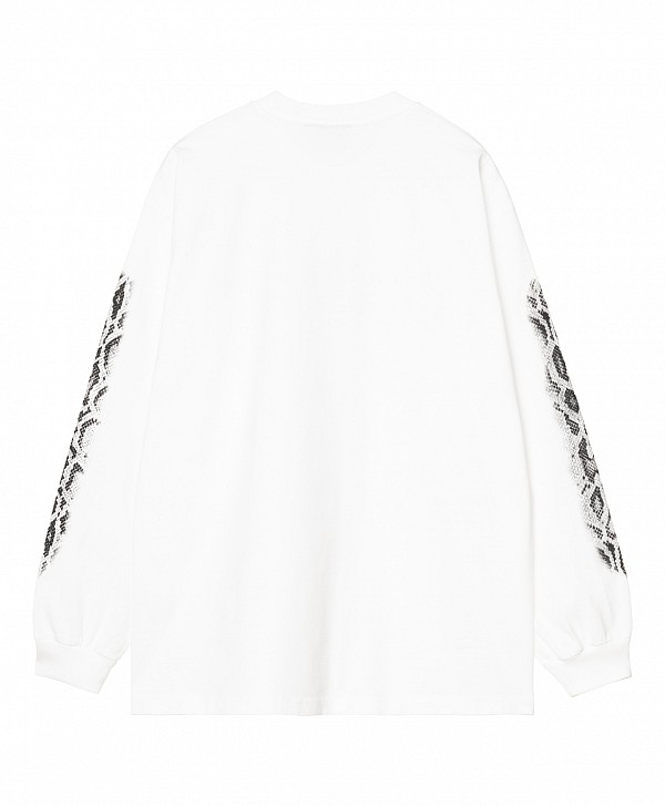 CARHARTT WIP CAMO SNAKE LONG SLEEVE WHITE HEAVY STONE WASH