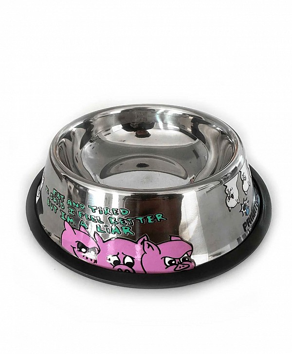 PRIMITIVE ZODIAC DOG BOWL SILVER