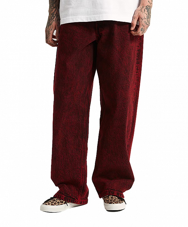 VANS CHECK-5 BAGGY ACID OVERDYED DENIM PANTS RACING RED