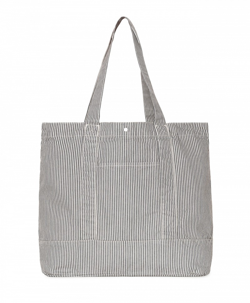 CARHARTT WIP MERCER STRIPE TOTE BAG GRAPHITE/STONE WASHED