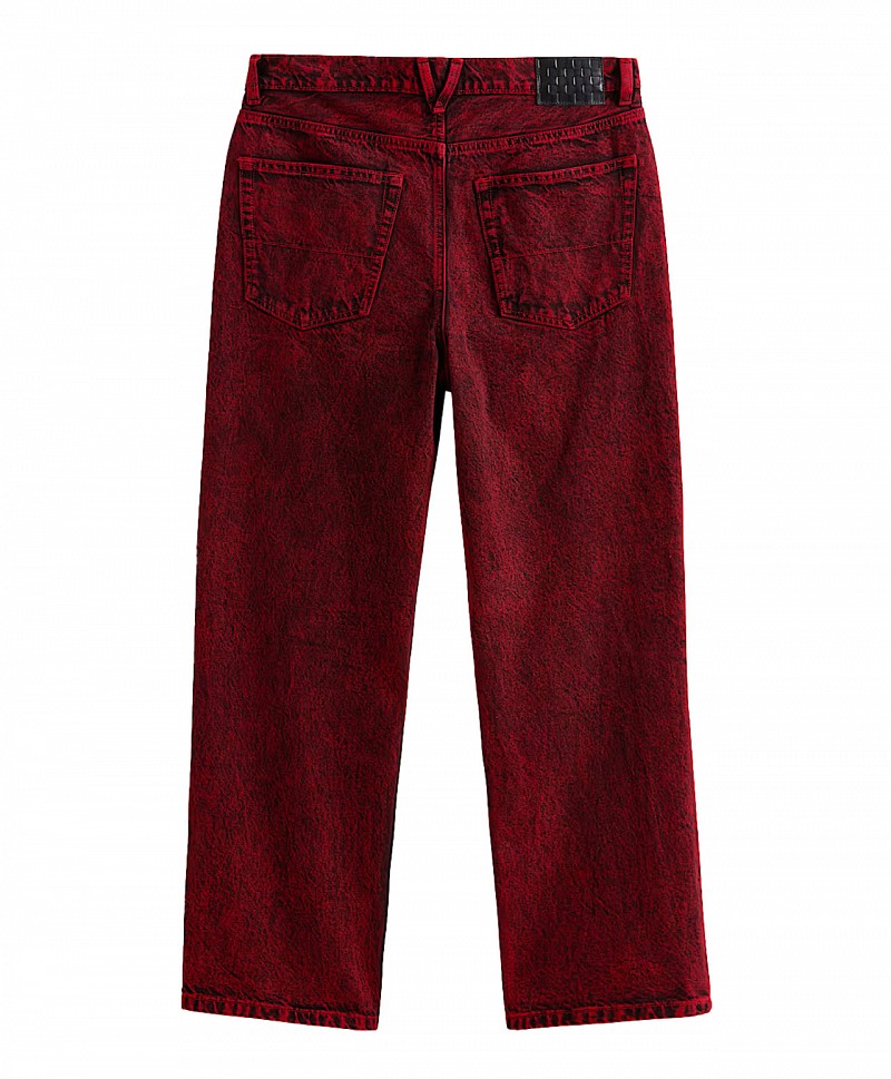 VANS CHECK-5 BAGGY ACID OVERDYED DENIM PANTS RACING RED