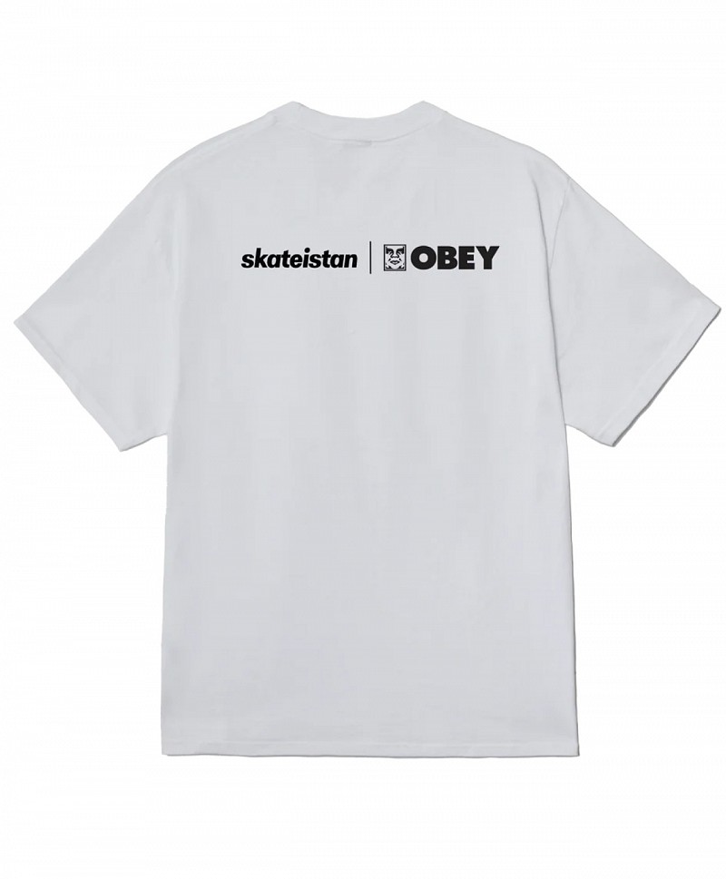 OBEY X SKATEISTAN TEE WHITE