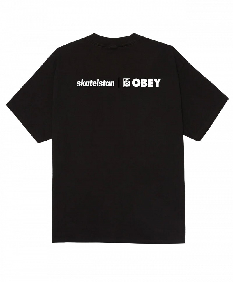 OBEY X SKATEISTAN TEE BLACK