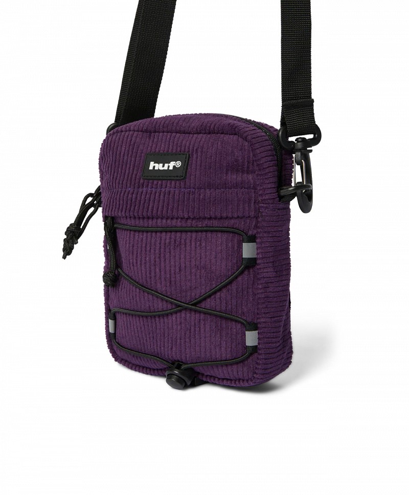 HUF CORDUROY BOWERY SIDE BAG DARK BERRY