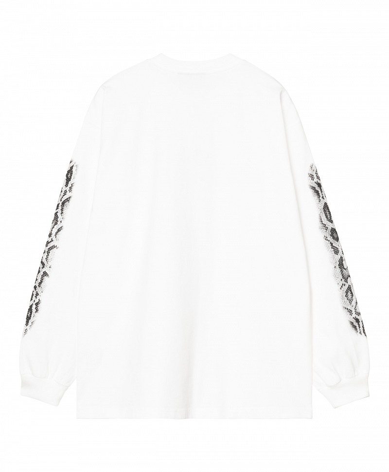 CARHARTT WIP CAMO SNAKE LONG SLEEVE WHITE HEAVY STONE WASH