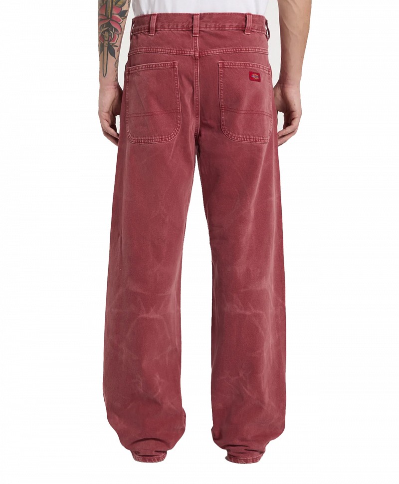 DICKIES 958 BAGGY STRAIGHT WORK DENIM PANTS GARNET