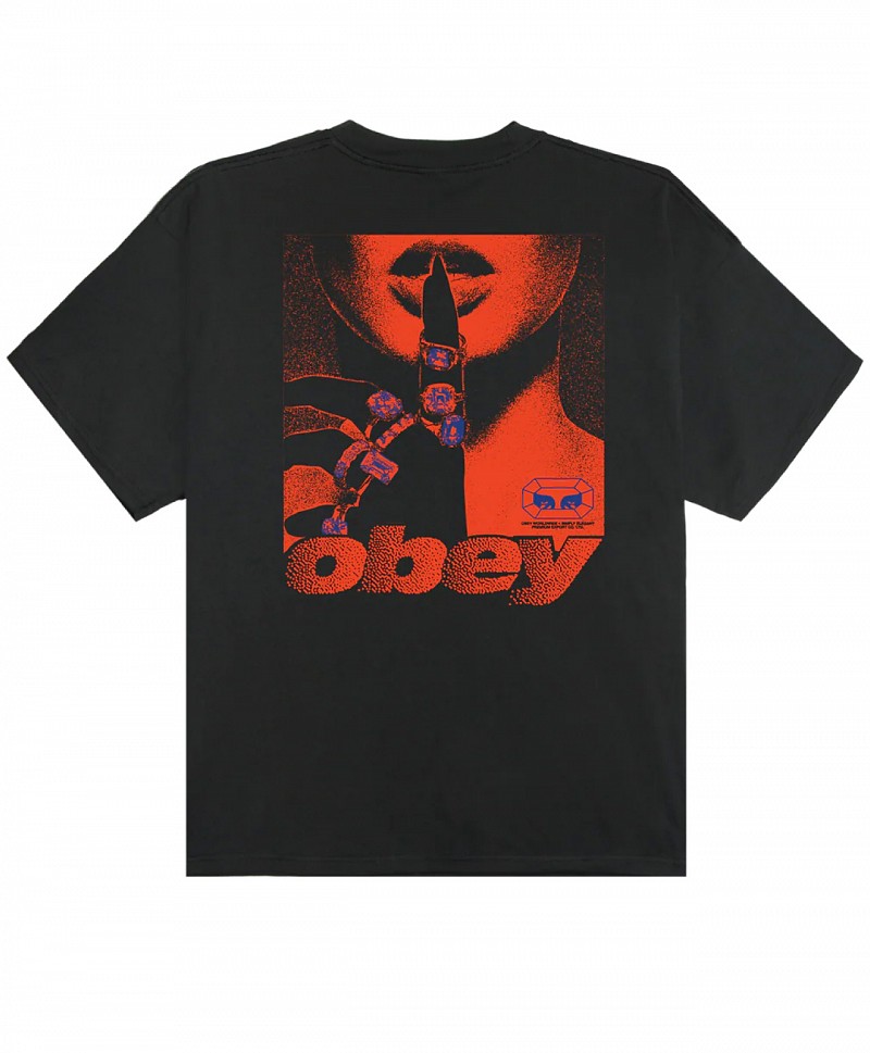 OBEY EXPORTS TEE VINTAGE BLACK