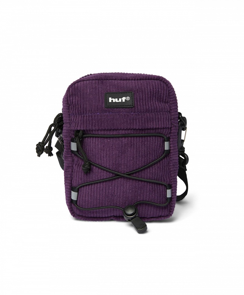 HUF CORDUROY BOWERY SIDE BAG DARK BERRY