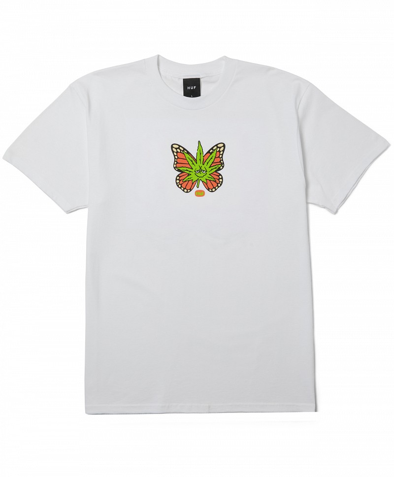 HUF GREEN BUDDERFLY TEE WHITE