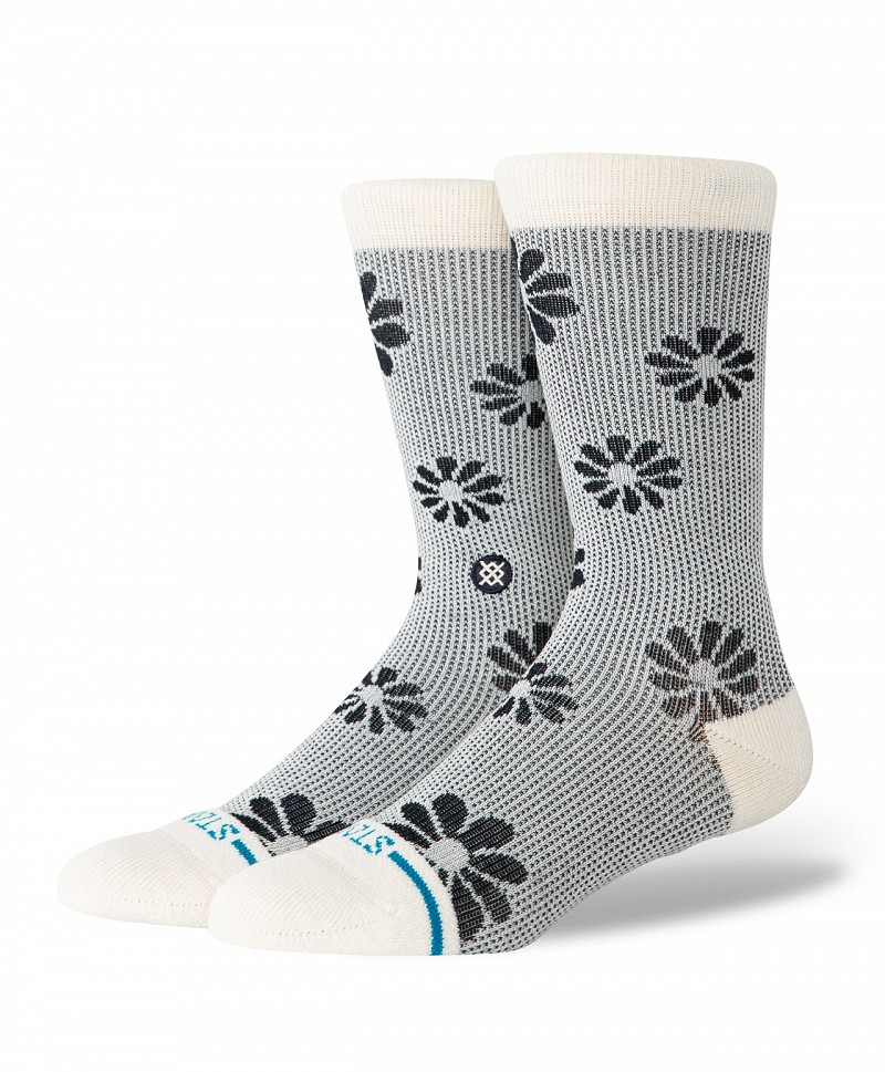 STANCE FLORAL STITCH CREW SOCKS IVORY