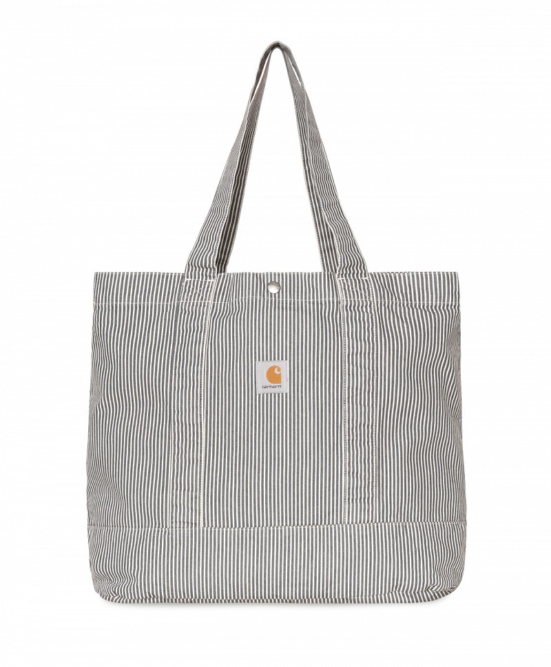 CARHARTT WIP MERCER STRIPE TOTE BAG GRAPHITE/STONE WASHED