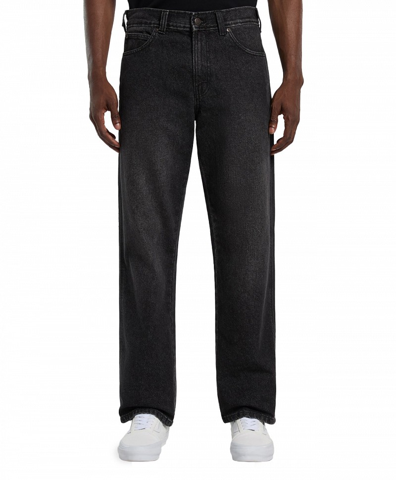 DICKIES 954 RELAXED STRAIGHT WORK DENIM PANTS BLACK WASH FADED