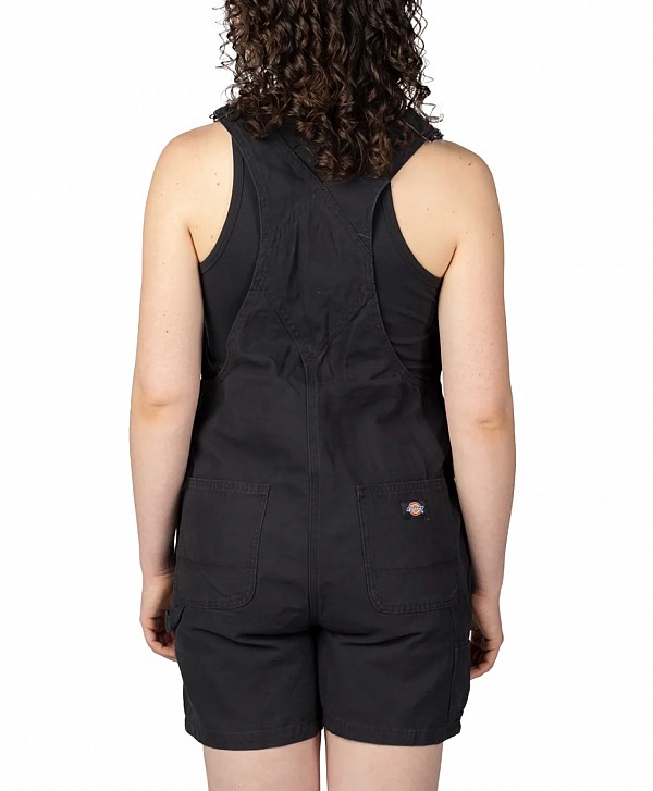 DICKIES WOMEN'S LIGHTWEIGHT CANVAS SHORT BIB BLACK