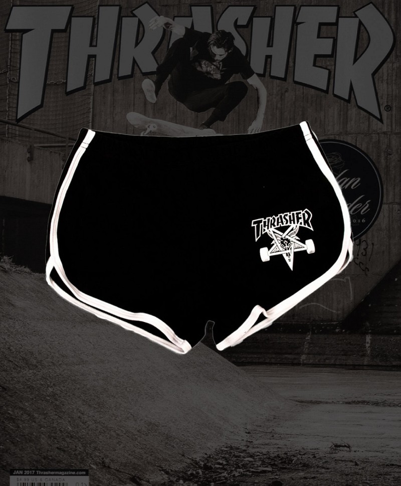 THRASHER SKATEGOAT NIGHT LADIES SHORTS BLACK