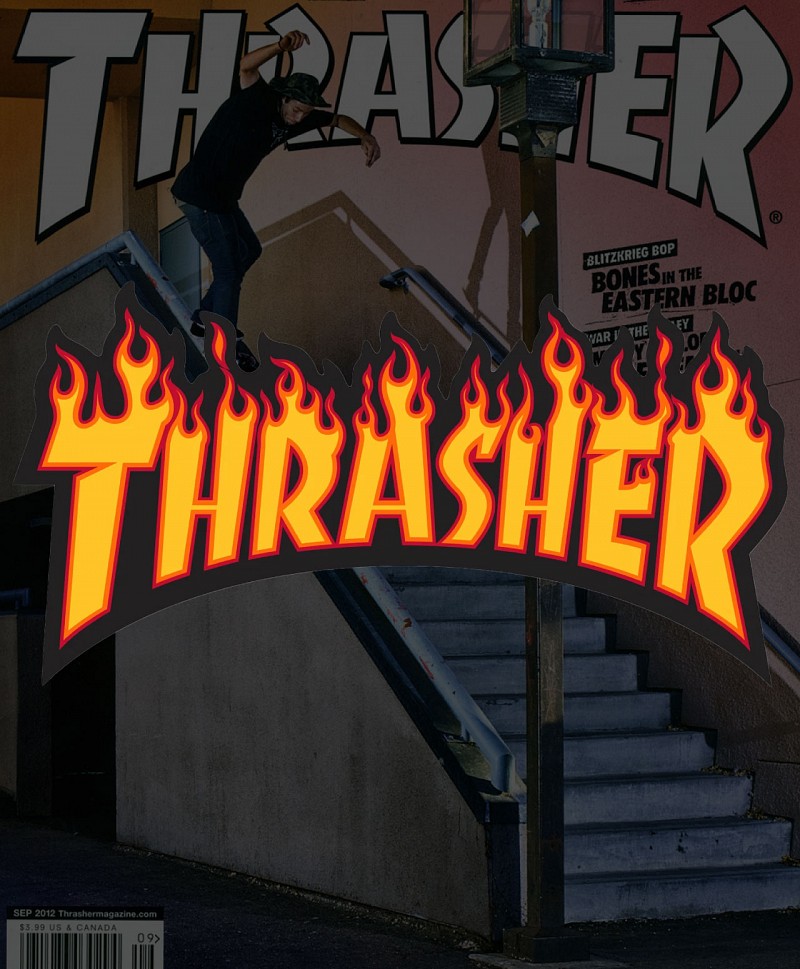 THRASHER FLAME LARGE STICKER BLACK/YELLOW