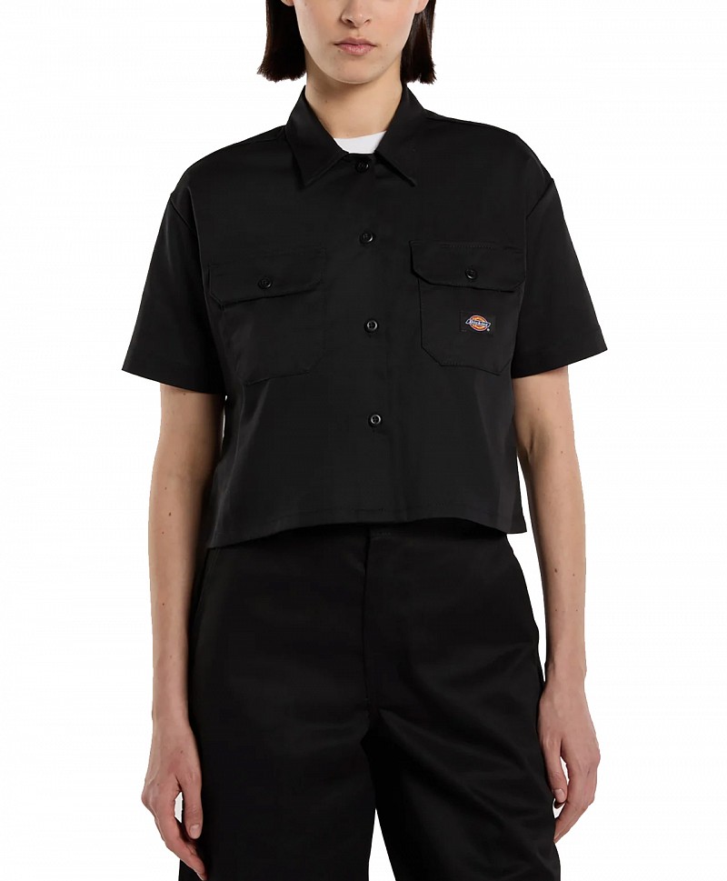 DICKIES WOMENS CROPPED WORK SHIRT BLACK