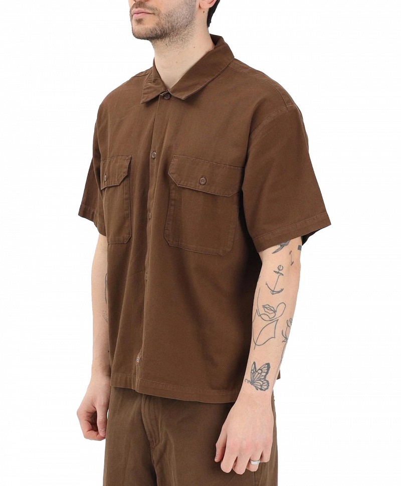 DICKIES 247 WORK SHIRT TIMBER BROWN GARMENT DYED