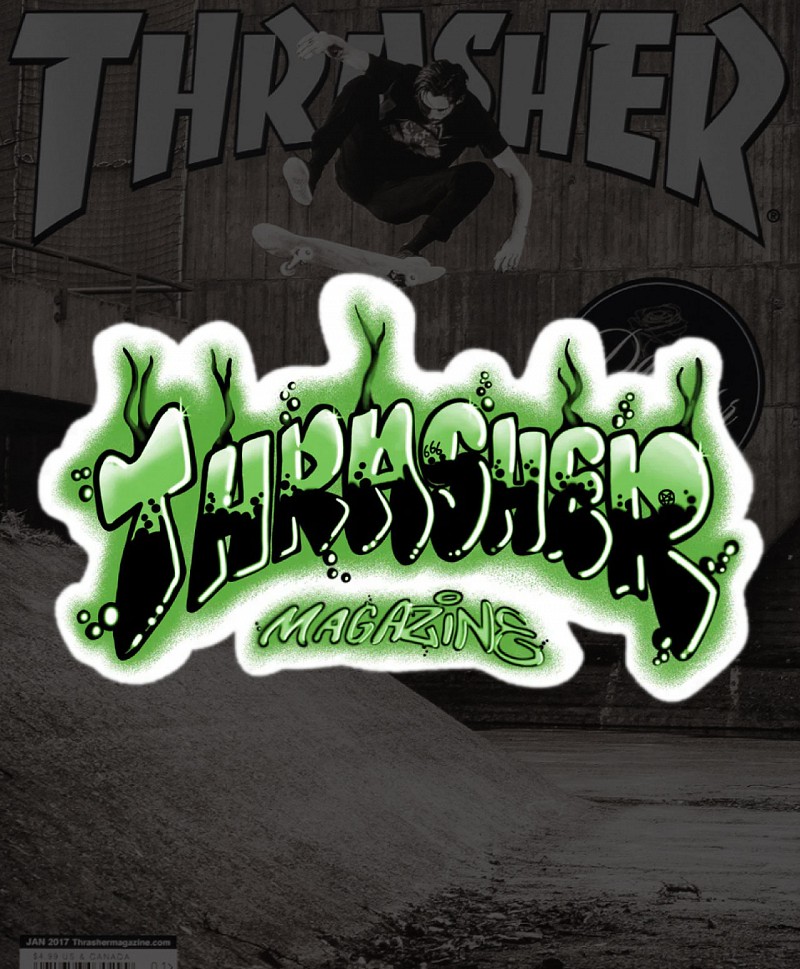 THRASHER AIRBRUSH STICKER GREEN