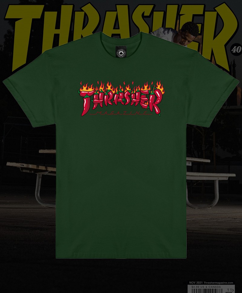 THRASHER FUEGO TEE FOREST GREEN