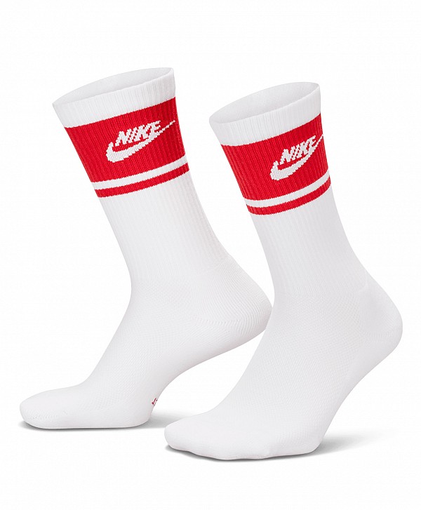 NIKE EVERYDAY ELEVATED CREW SOCKS 3-PACK WHITE/RED