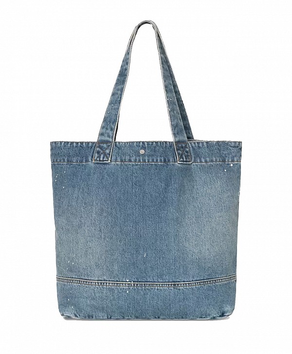 CARHARTT WIP DENIM TOTE BAG BLUE DESTROY WASH SPLATTER