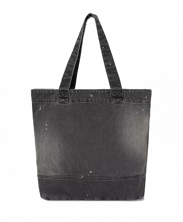CARHARTT WIP DENIM TOTE BAG BLACK DESTROY WASH SPLATTER