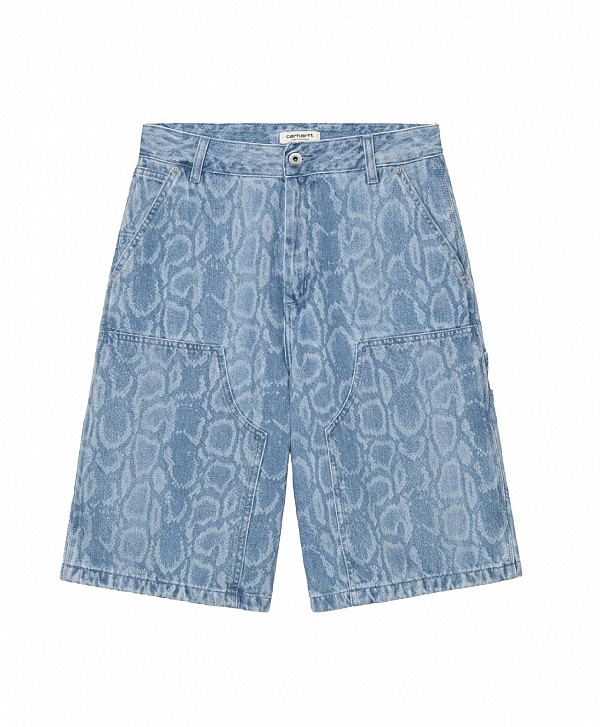CARHARTT WIP WOMEN'S SNAKE NIXON DOUBLE KNEE SHORT SNAKE CAMO/BLUE BLEACHED