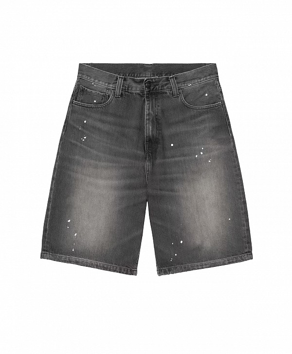 CARHARTT WIP LANDON SHORT BLACK DESTROY WASH SPLATTER