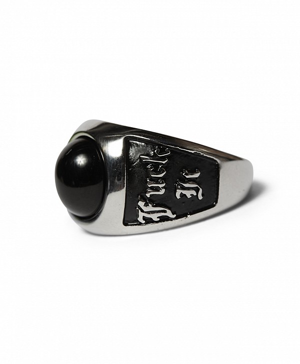 HUF ONYX SIGNET RING SILVER