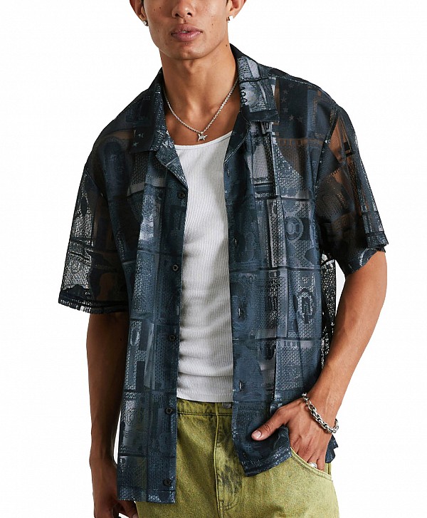 HUF GLOBAL CURRENCY LACE SHIRT BLACK
