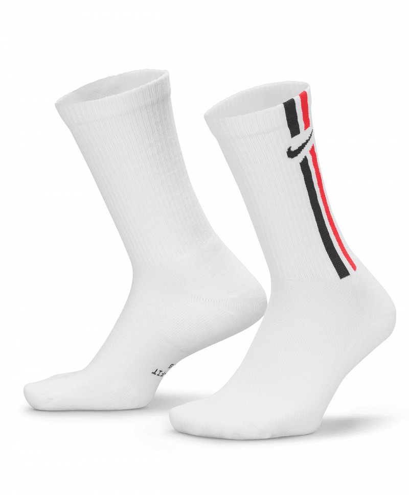 NIKE EVERYDAY ELEVATED CREW SOCKS 3-PACK WHITE/BLACK/RED
