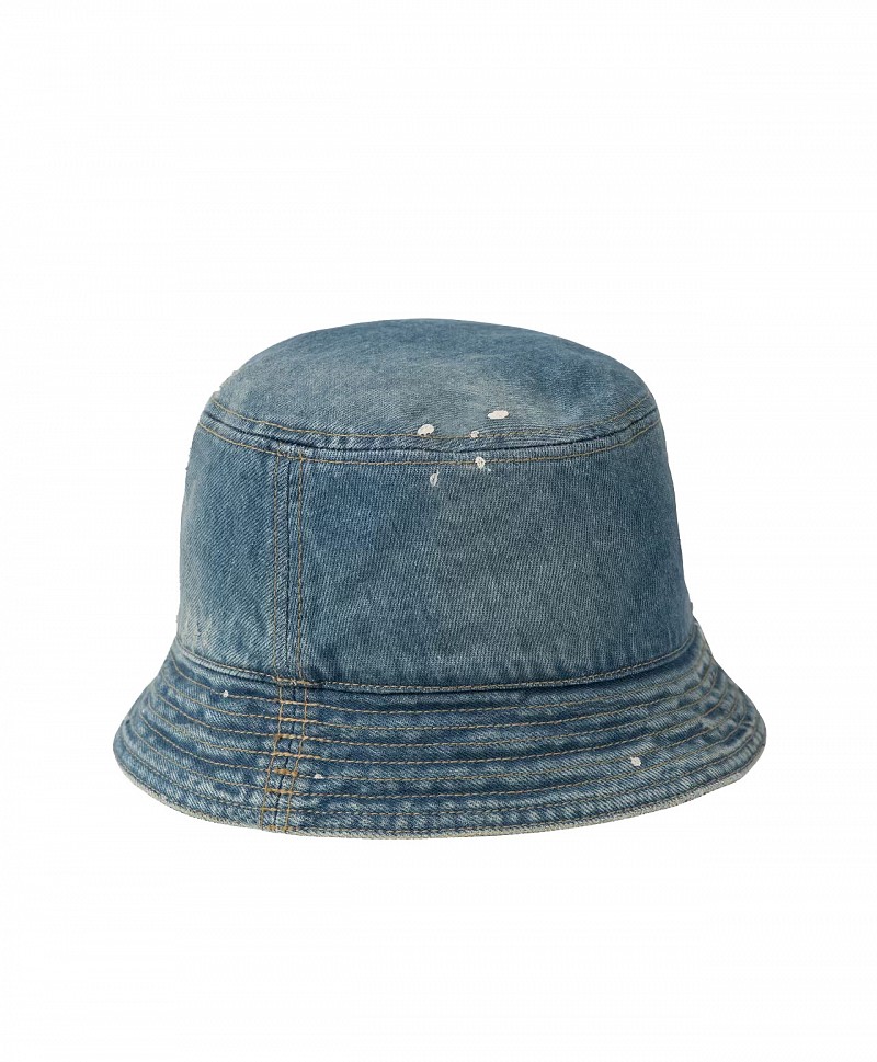 CARHARTT WIP BELMAR BUCKET HAT BLUE DESTROY WASH SPLATTER