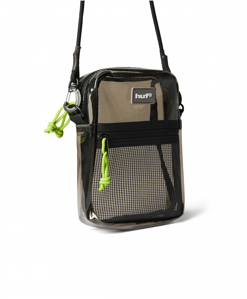HUF MERCER TRANSPARENT SIDE BAG SMOKE BLACK