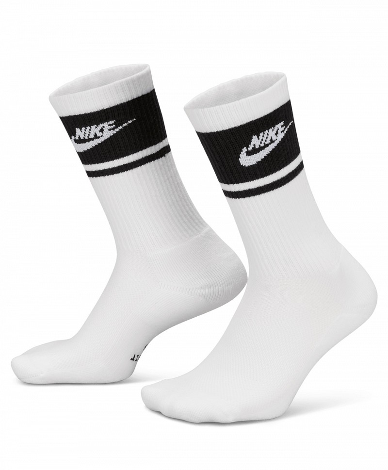 NIKE EVERYDAY ELEVATED CREW SOCKS 3-PACK WHITE/BLACK