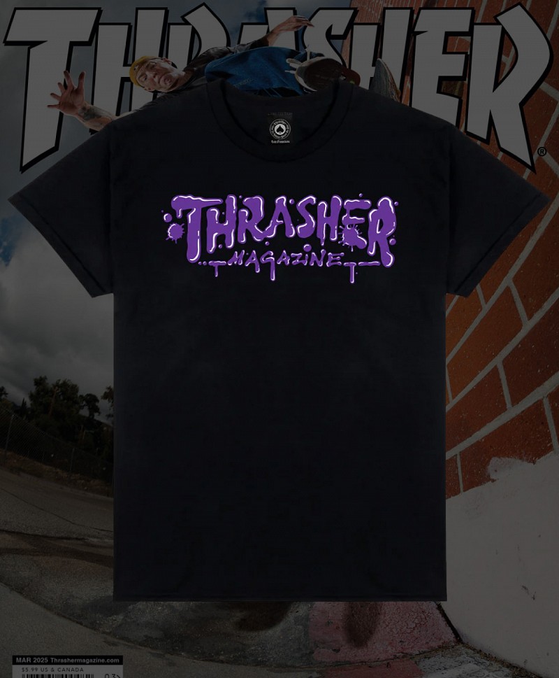 THRASHER WET PAINT TEE BLACK