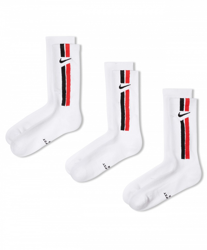 NIKE EVERYDAY ELEVATED CREW SOCKS 3-PACK WHITE/BLACK/RED