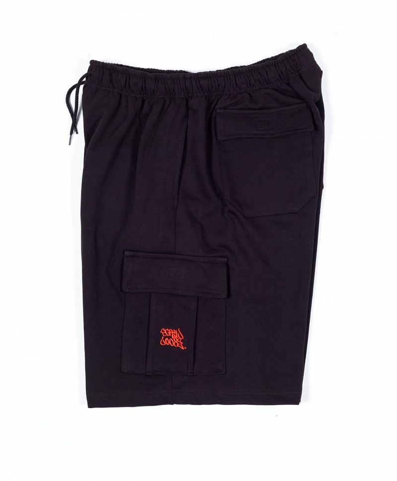 SCREW LOOSE CARGO SWEAT SHORTS BLACK