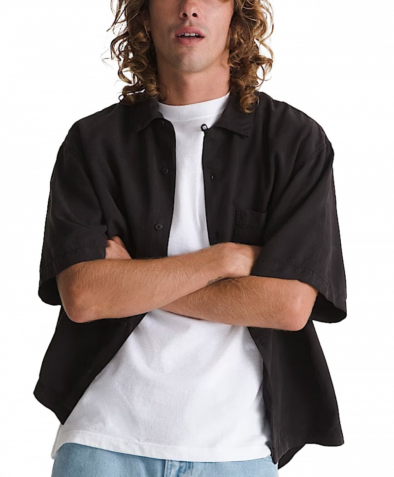 VANS VAN DOREN TENCEL CHECK CAMP SHIRT BLACK