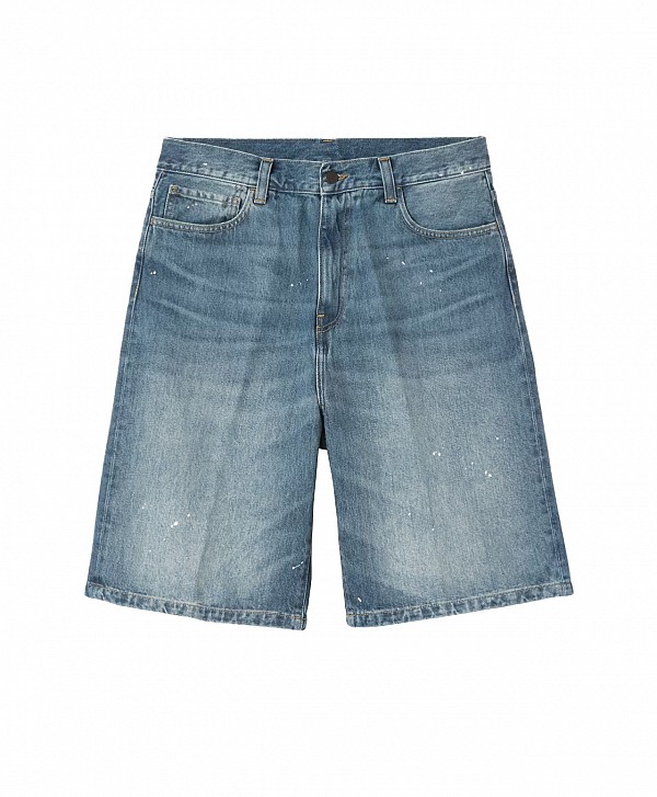CARHARTT WIP LANDON SHORT BLUE DESTROY WASH SPLATTER