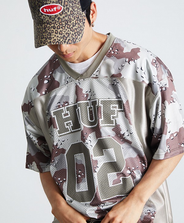 HUF CAMO FOOTBALL JERSEY BROWN