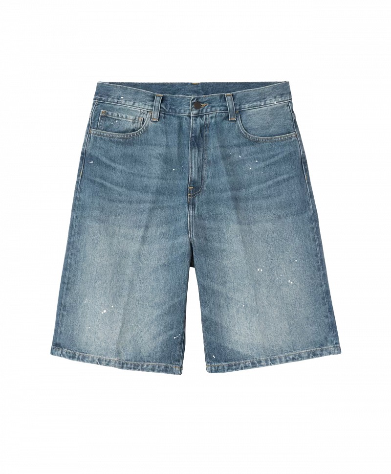 CARHARTT WIP LANDON SHORT BLUE DESTROY WASH SPLATTER