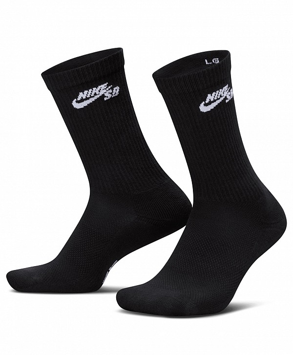 NIKE SB EVERYDAY ELEVATED CREW SOCKS 3-PACK BLACK/WHITE