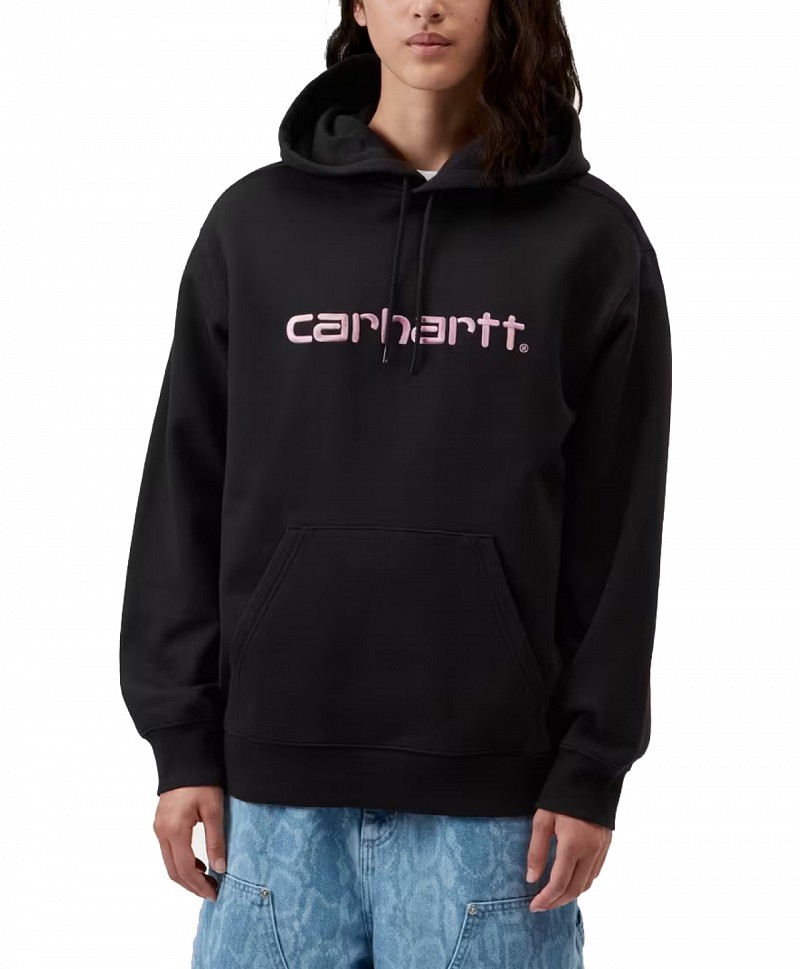 CARHARTT WIP WOMENS LOGO HOOD BLACK/HORTENSIA
