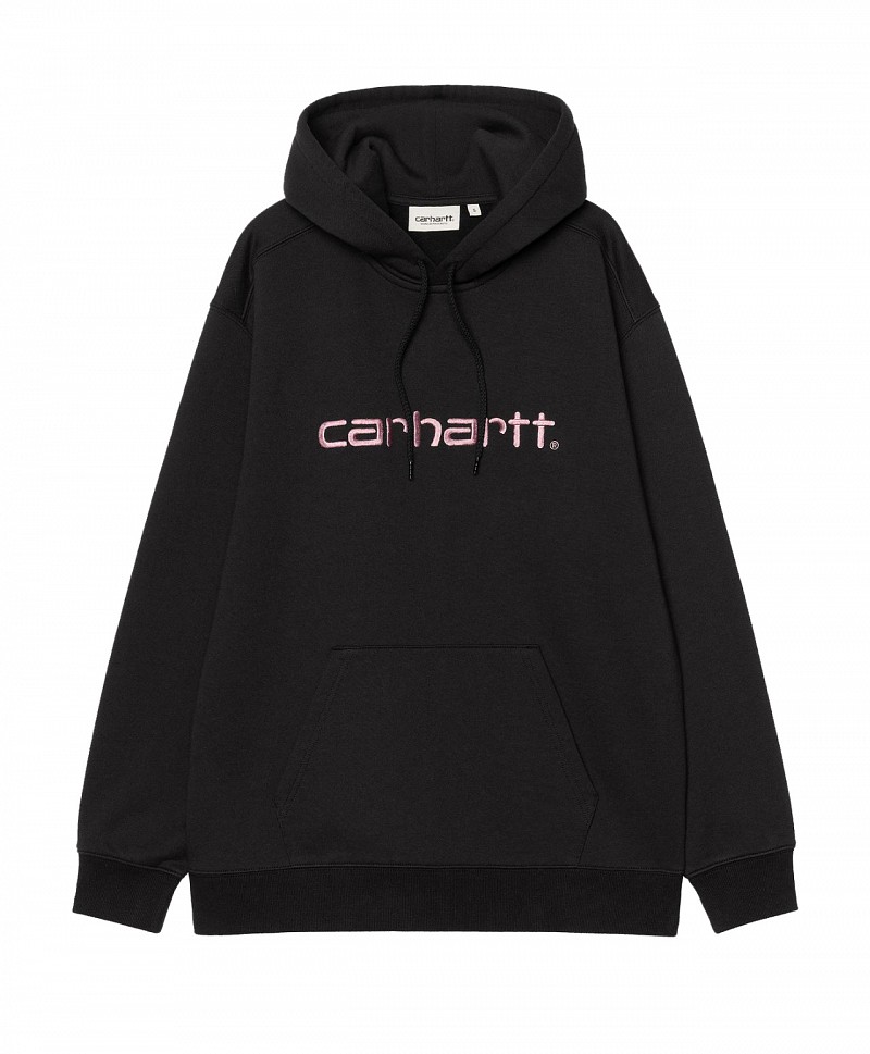 CARHARTT WIP WOMENS LOGO HOOD BLACK/HORTENSIA
