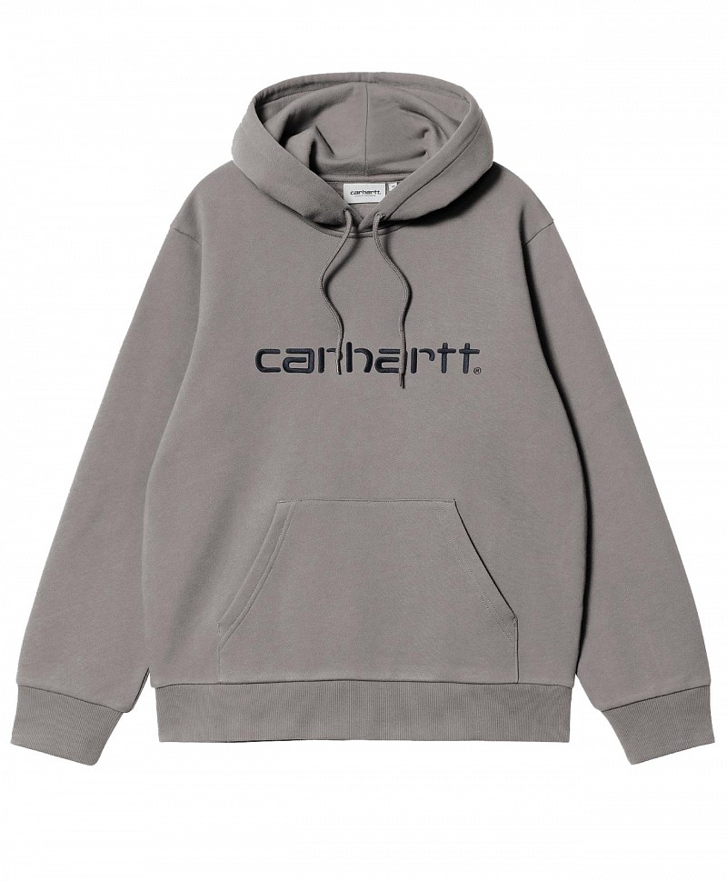 CARHARTT WIP LOGO HOOD SHADY GREY/DARK NAVY