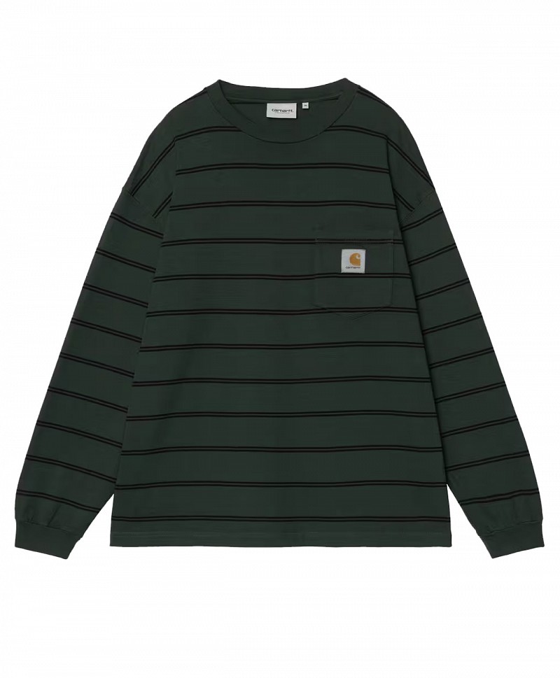 CARHARTT WIP CARDONA POCKET LONG SLEEVE DARK SCARAB/NATURAL GARMENT DYED